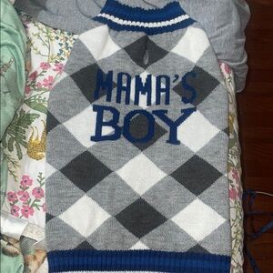 Gray and Blue Argyle Dog Sweater